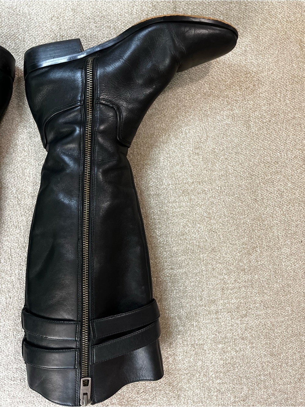 Women's Coach Linette 7 Black Leather Knee-High Riding Boots - Picture 9 of 13